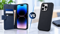 Bookcase telefoonhoesje vergeleken met een slanke back cover