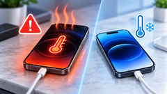 Telefoon die warm wordt tijdens opladen vergeleken met normale laadtemperatuur