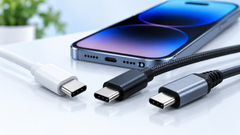 USB-C kabels met USB-C stekkers bij een smartphone