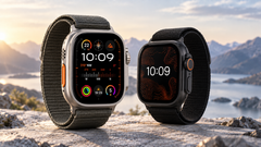 Apple Watch Ultra 4 in naturel titanium en zwart titanium
