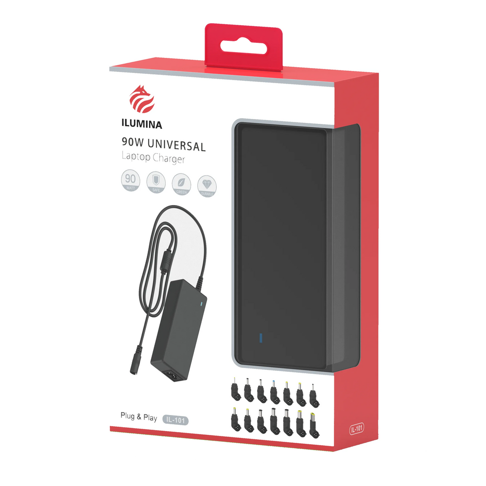 ILUMINA 90W Universele Laptop Oplader – Universele Laptop Charger met 12 Connectoren – 90W – Zwart-Ilumina Benelux