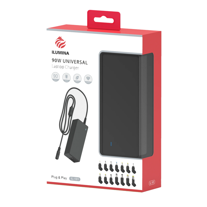 ILUMINA 90W Universele Laptop Oplader – Universele Laptop Charger met 12 Connectoren – 90W – Zwart-Ilumina Benelux