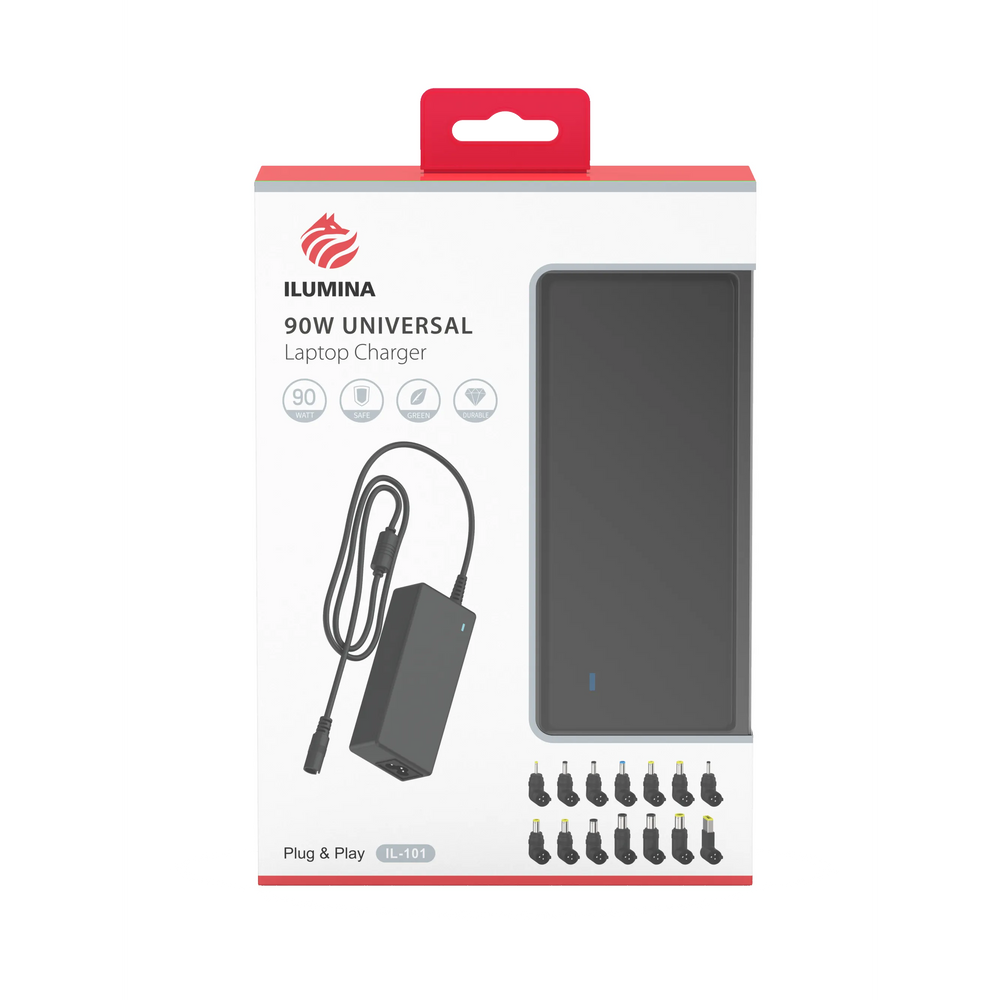 ILUMINA 90W Universele Laptop Oplader – Universele Laptop Charger met 12 Connectoren – 90W – Zwart-Ilumina Benelux