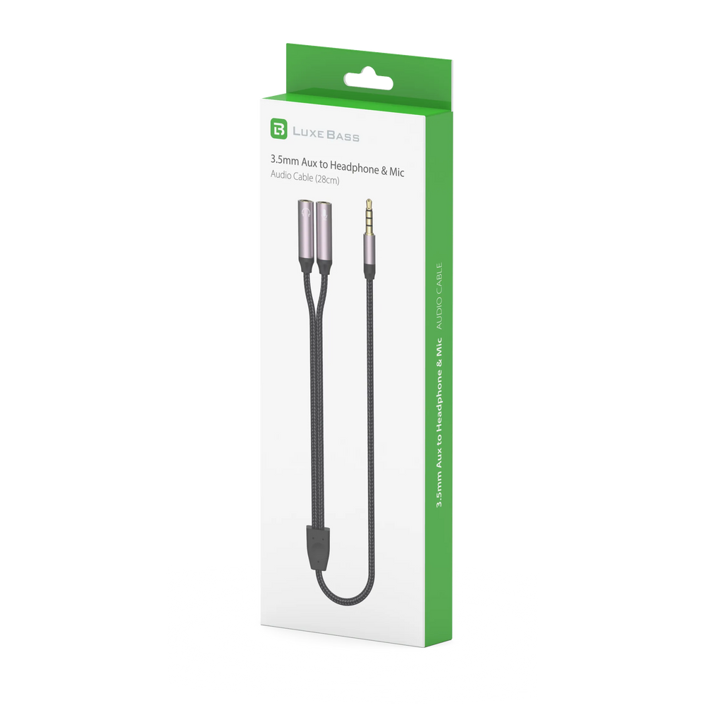 Koptelefoon Splitter 3,5 mm AUX - 1x Male naar 2x Jack Female - Audio Y-Splitter - Gevlochten Kabel - Zwart-Ilumina Benelux