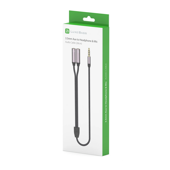 Koptelefoon Splitter 3,5 mm AUX - 1x Male naar 2x Jack Female - Audio Y-Splitter - Gevlochten Kabel - Zwart-Ilumina Benelux