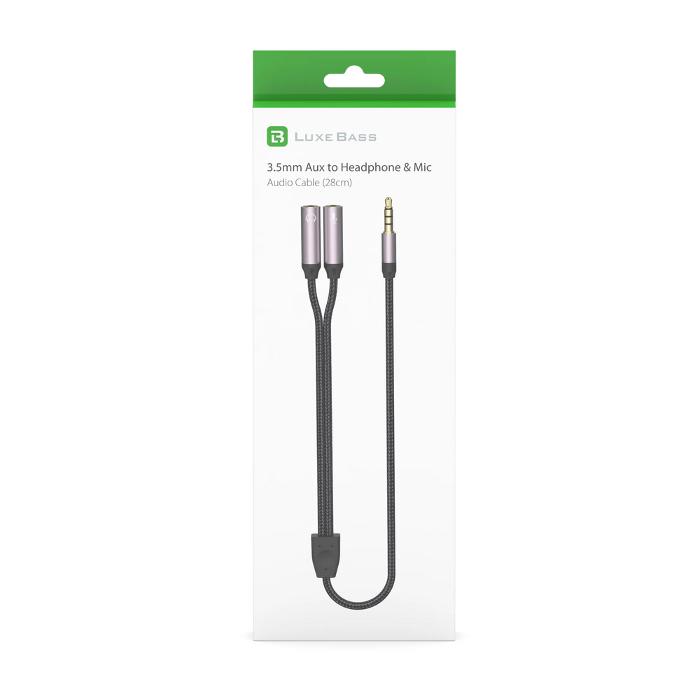 Koptelefoon Splitter 3,5 mm AUX - 1x Male naar 2x Jack Female - Audio Y-Splitter - Gevlochten Kabel - Zwart-Ilumina Benelux