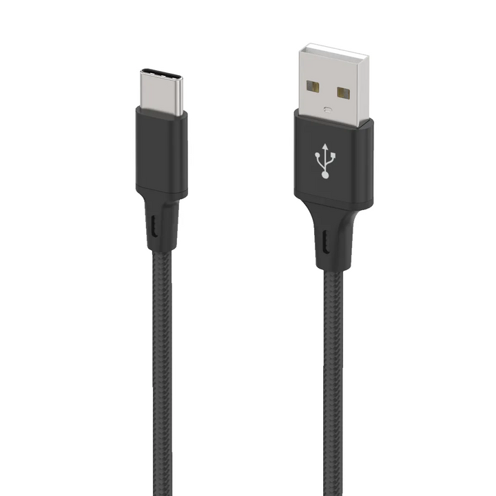 USB-C kabel - Type C Oplaadkabel - Snelladen - 1 Meter Nylon Gevlochten - Zwart-Ilumina Benelux