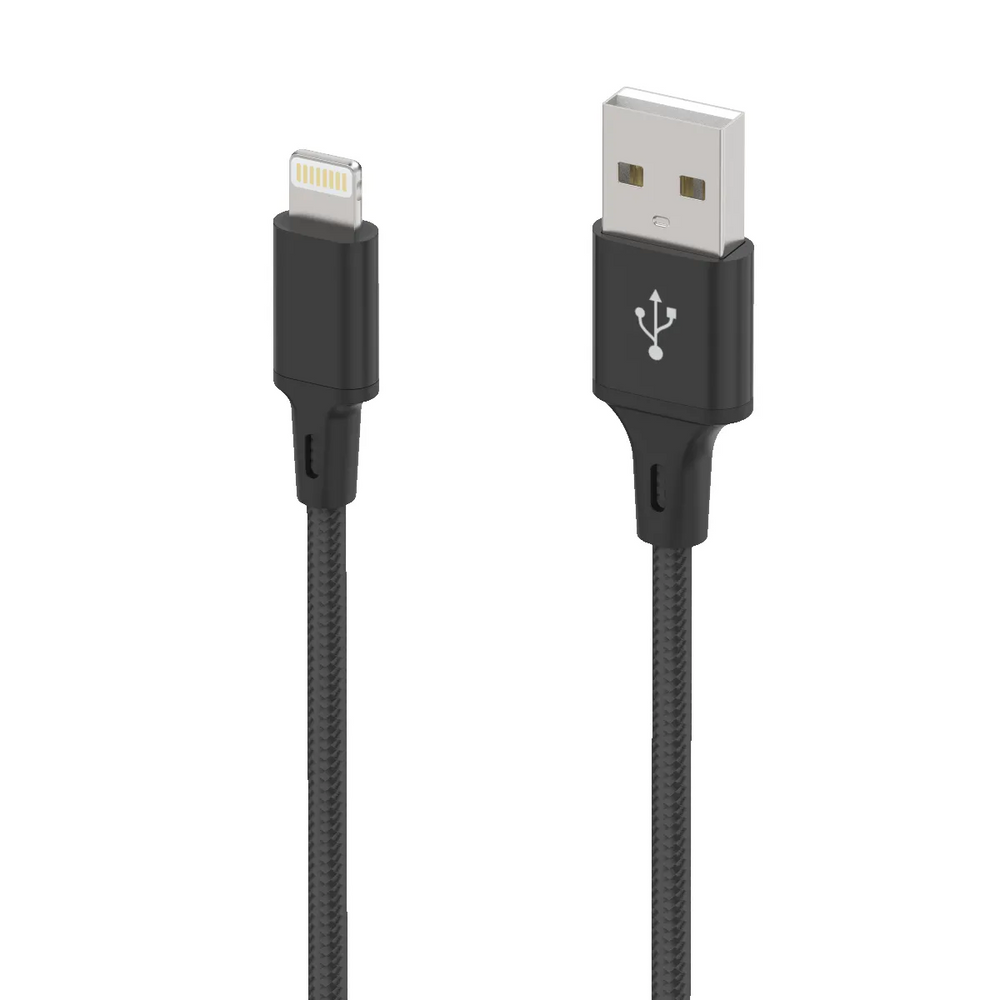 Oplaadkabel - Lightning kabel - Nylon gevlochten - 1 Meter - Geschikt voor iPhone 14/13/12/11/XS/XR/8/7/6/SE - Zwart-Ilumina Benelux
