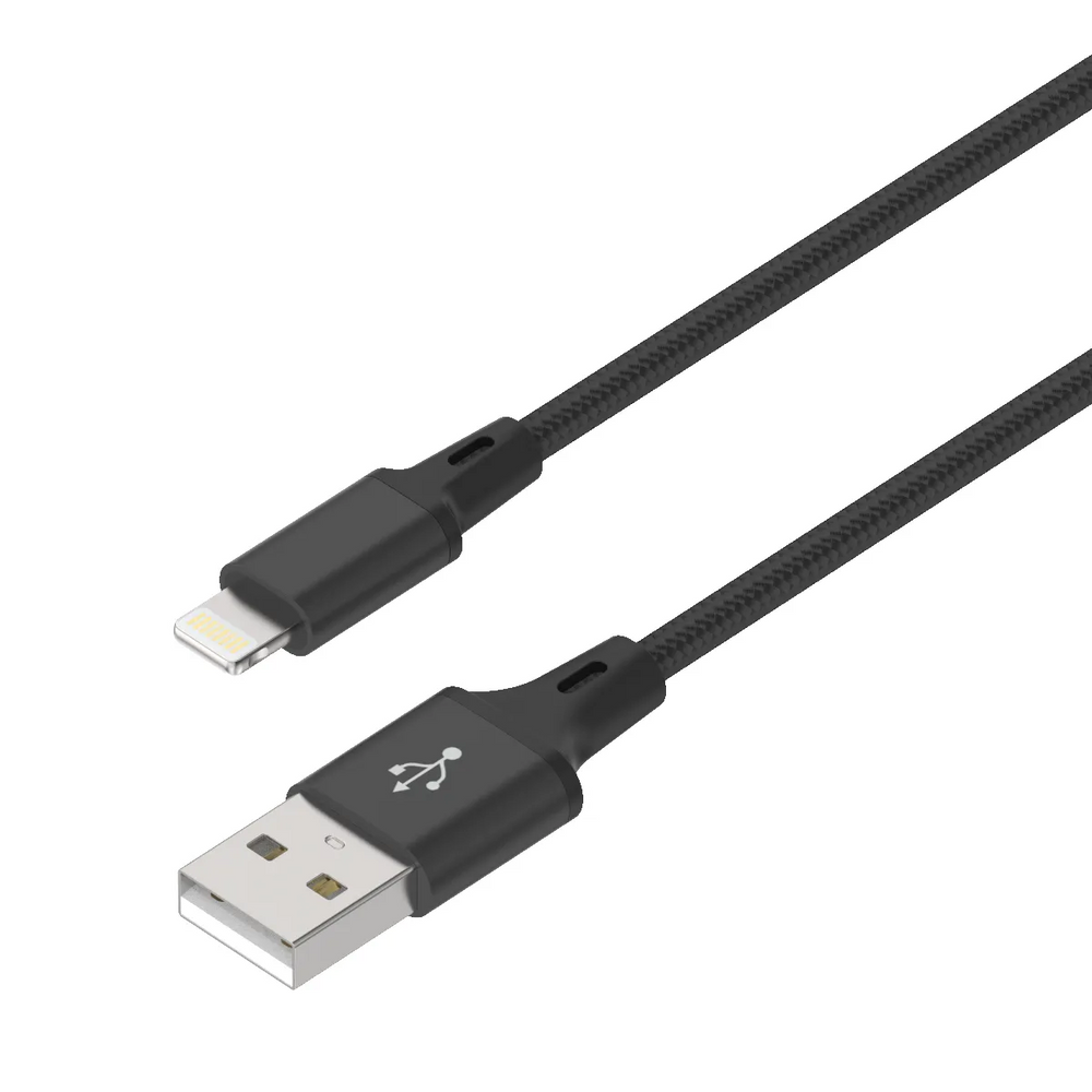 Oplaadkabel - Lightning kabel - Nylon gevlochten - 1 Meter - Geschikt voor iPhone 14/13/12/11/XS/XR/8/7/6/SE - Zwart-Ilumina Benelux