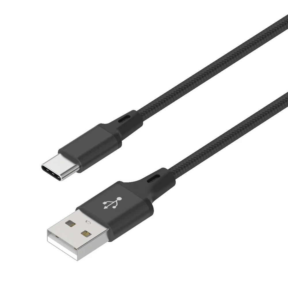 USB-C kabel - Type C Oplaadkabel - Snelladen - 1 Meter Nylon Gevlochten - Zwart-Ilumina Benelux
