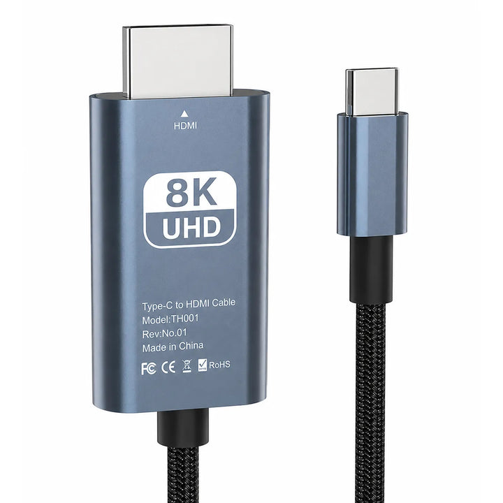 USB-C naar HDMI Kabel 8K 60Hz – Thunderbolt 3/4 naar HDMI – Geschikt voor iPhone 15 Pro, MacBook, iPad Pro, Samsung Galaxy & USB-C Apparaten – 2 Meter-Ilumina Benelux