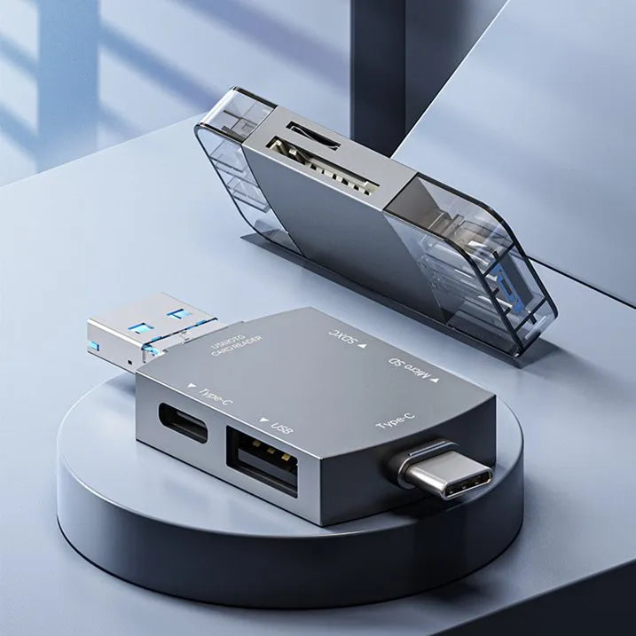 7-in-1 Universele Kaartlezer - USB, USB-C & Lightning Card Reader - SD & TF Geheugenkaartlezer - OTG Adapter - Geschikt voor iPhone, iPad, Android & Laptop-Ilumina Benelux
