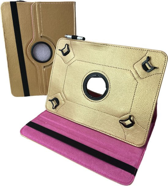 10 inch Tablet Hoesjes – 360° draaibaar – Multi-Stand Standfunctie – Roze-Tablethoesjes-Ilumina Benelux