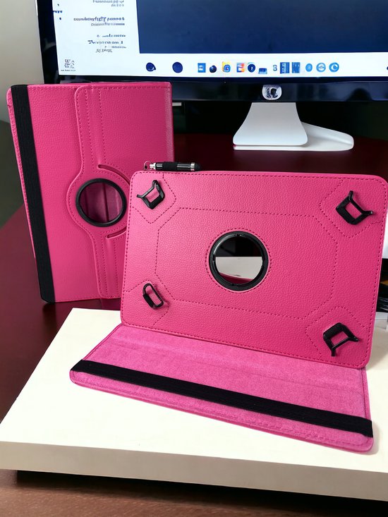 10 inch Tablet Hoesjes – 360° draaibaar – Multi-stand Standfunctie – Donkerroze-Tablethoesjes-Ilumina Benelux