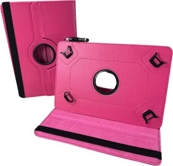10 inch Tablet Hoesjes – 360° draaibaar – Multi-stand Standfunctie – Donkerroze-Tablethoesjes-Ilumina Benelux