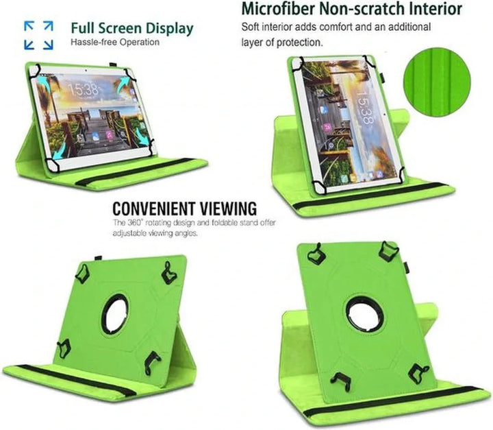 10 inch Tablet Hoesjes – 360° draaibaar – Multi-stand Standfunctie – Groen-Tablethoesjes-Ilumina Benelux