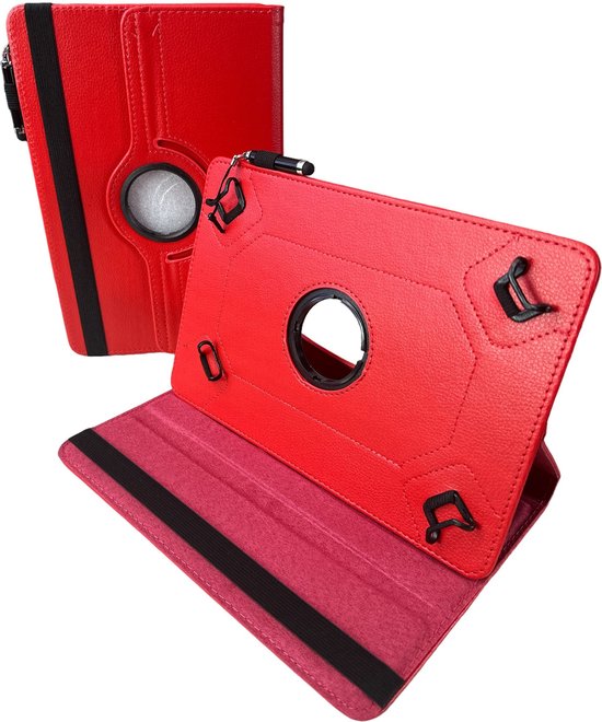 10 inch Tablet Hoesjes – 360° draaibaar – Multi-stand Standfunctie – Rood-Tablethoesjes-Ilumina Benelux