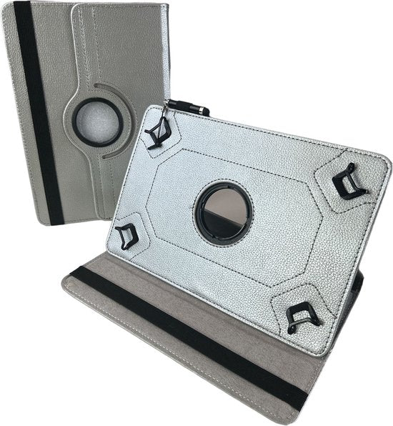 10 inch Tablet Hoesjes – 360° draaibaar – Multi-stand Standfunctie – Zilver-Tablethoesjes-Ilumina Benelux