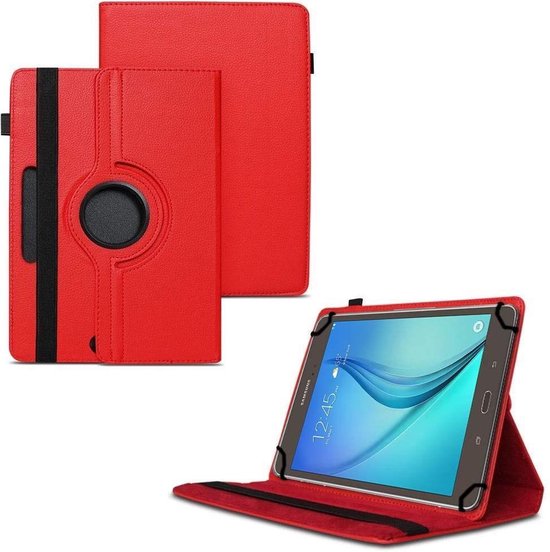 10 inch tablet Hoesjes – 360° draaibaar – Standfunctie – Rood-Tablethoesjes-Ilumina Benelux