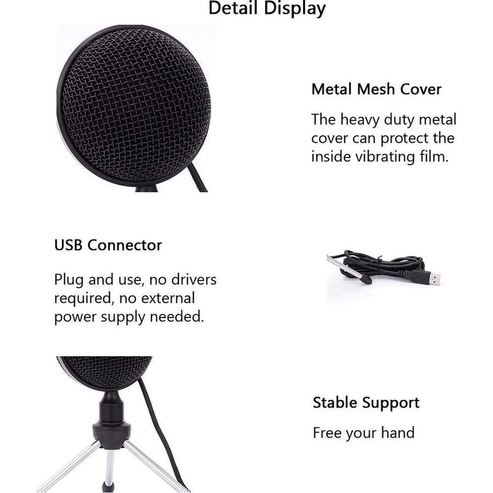 USB Condensator Microfoon met Statief – USB Microfoon voor PC, Laptop, MacBook & PlayStation – Podcast, Streaming, Gaming en Opnames-Ilumina Benelux