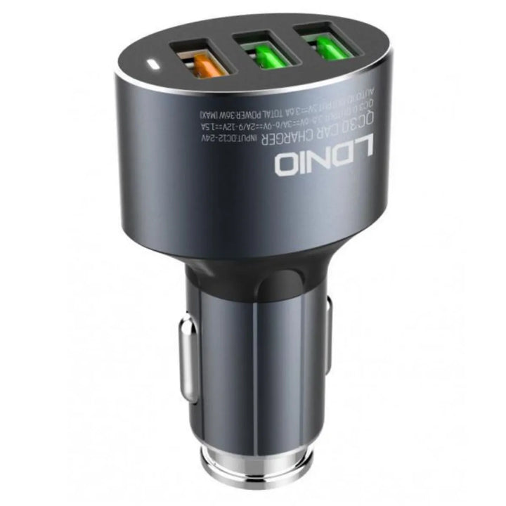 LDNIO C703Q 36W QC3.0 Autolader met 3 USB Poorten en USB-C Kabel