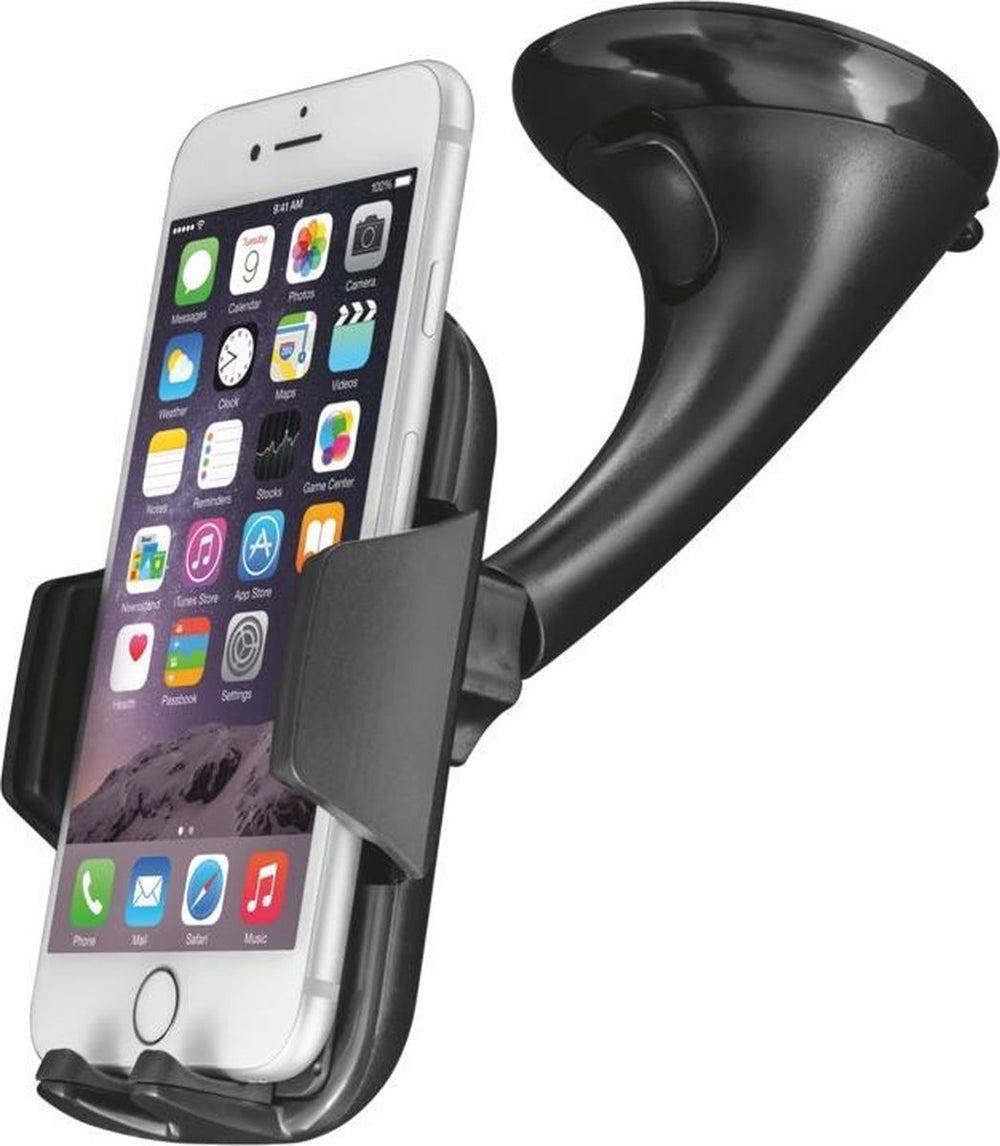 Telefoonhouder auto – Universele autohouder – Verstelbare klem – Geschikt voor iPhone, Huawei, Samsung e.a. – Zwart-Ilumina Benelux