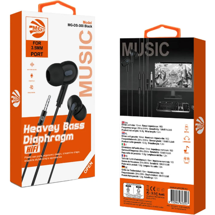 Bedrade Oordopjes – 3.5mm Jack – Heavy Bass – Zwart-Ilumina Benelux