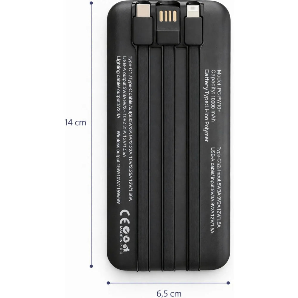 Powerbank 30000mAh – 22.5W Fast Charge – 15W MagSafe Draadloos Opladen – Ingebouwde USB-C, Lightning & USB Kabels – Digitale Display – Zwart