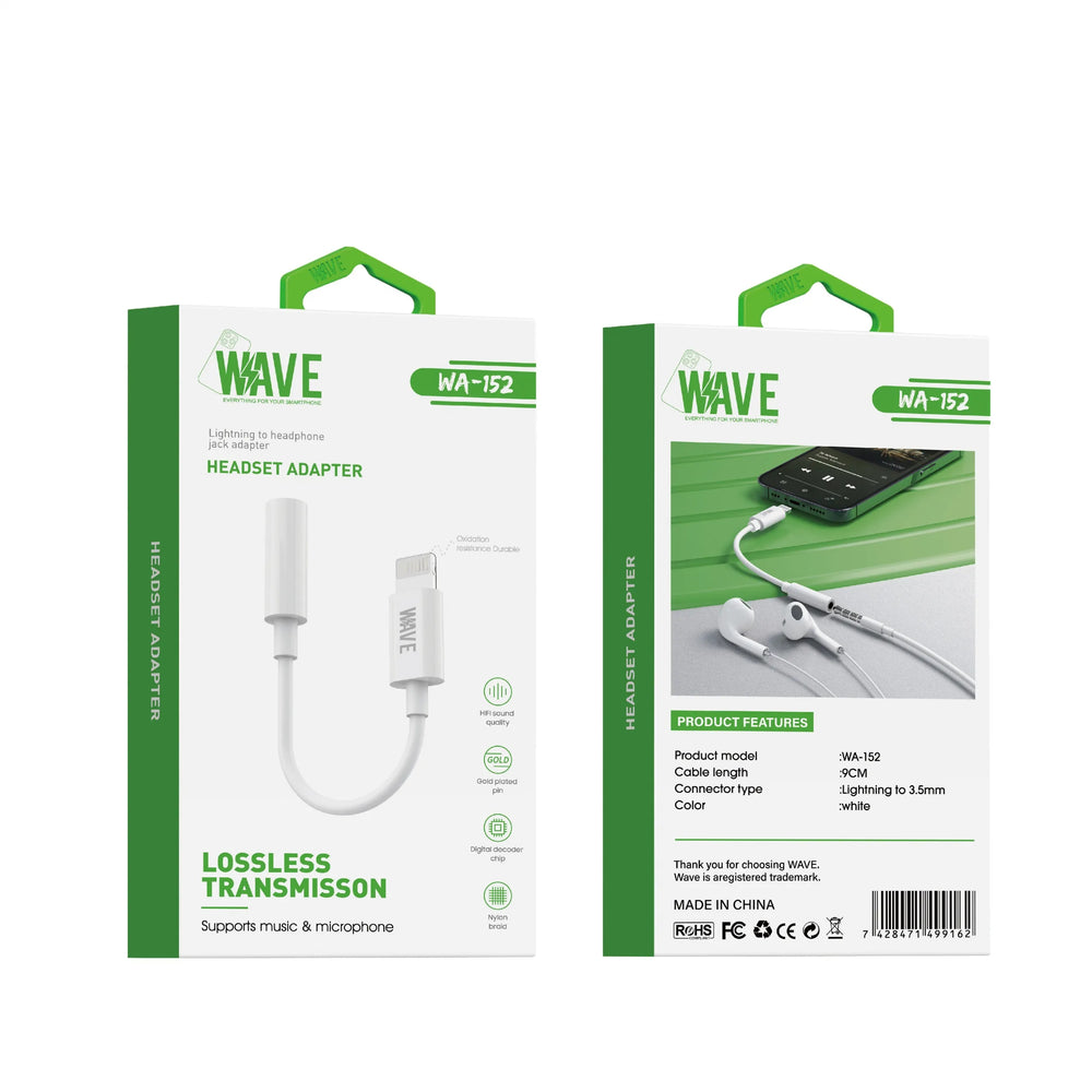 Lightning naar 3.5mm Jack Adapter – Audio Adapter voor iPhone – Ondersteunt Muziek & Microfoon – Wit