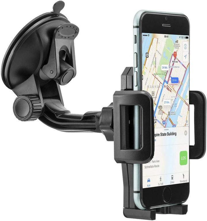 Telefoonhouder auto – Zuignap voorruit & dashboard – Verstelbaar – 360° draaibaar – Zwart-Ilumina Benelux