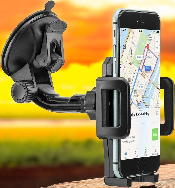 Telefoonhouder auto – Zuignap voorruit & dashboard – Verstelbaar – 360° draaibaar – Zwart-Ilumina Benelux