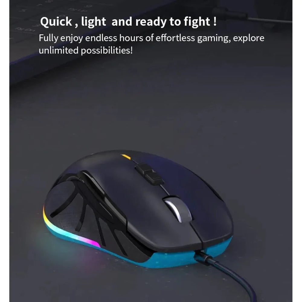 Gaming Muis RGB – 6400 DPI Bedrade Gaming Mouse – 8 Knoppen – Ergonomisch – USB – Voor PC, Laptop & Mac – Zwart