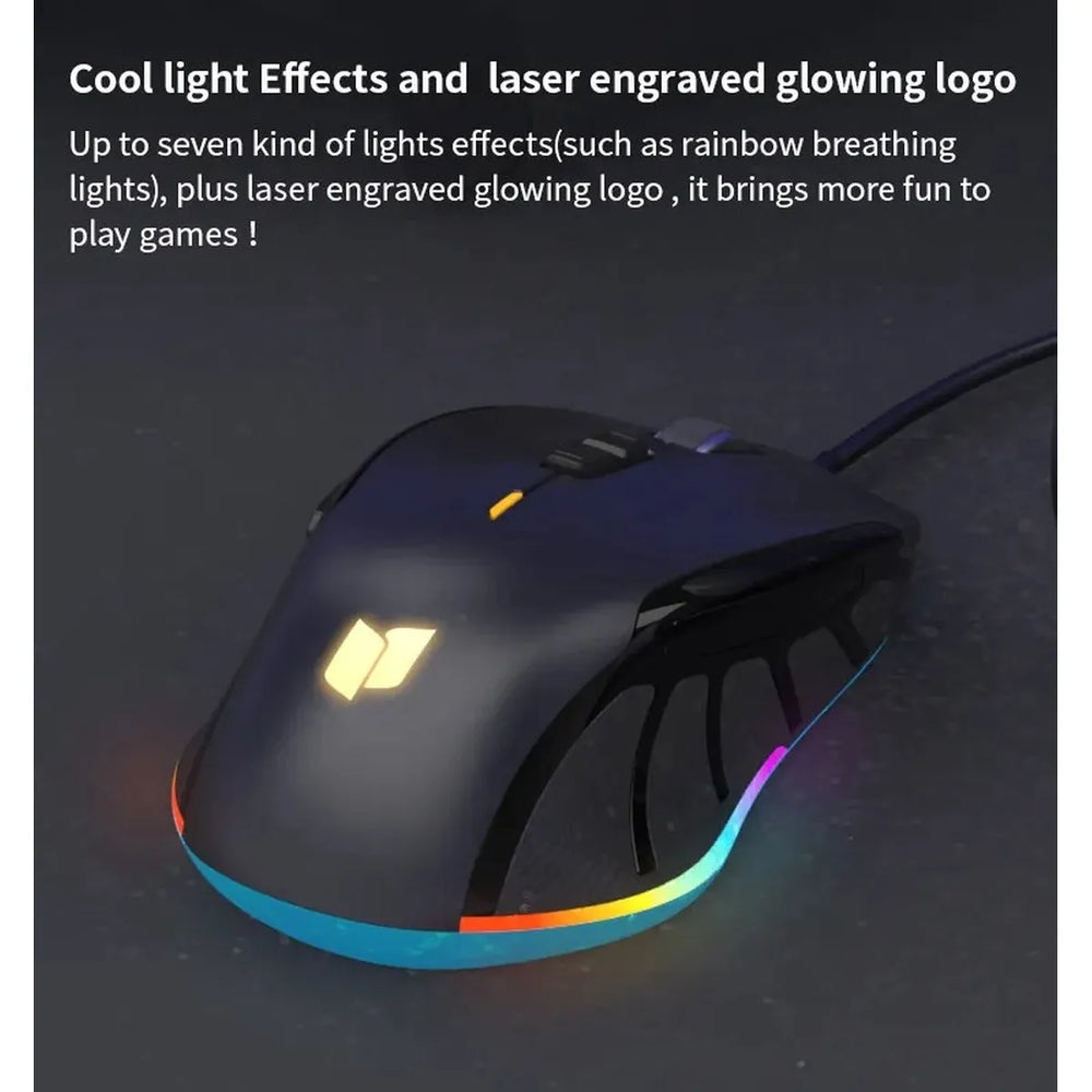 Gaming Muis RGB – 6400 DPI Bedrade Gaming Mouse – 8 Knoppen – Ergonomisch – USB – Voor PC, Laptop & Mac – Zwart