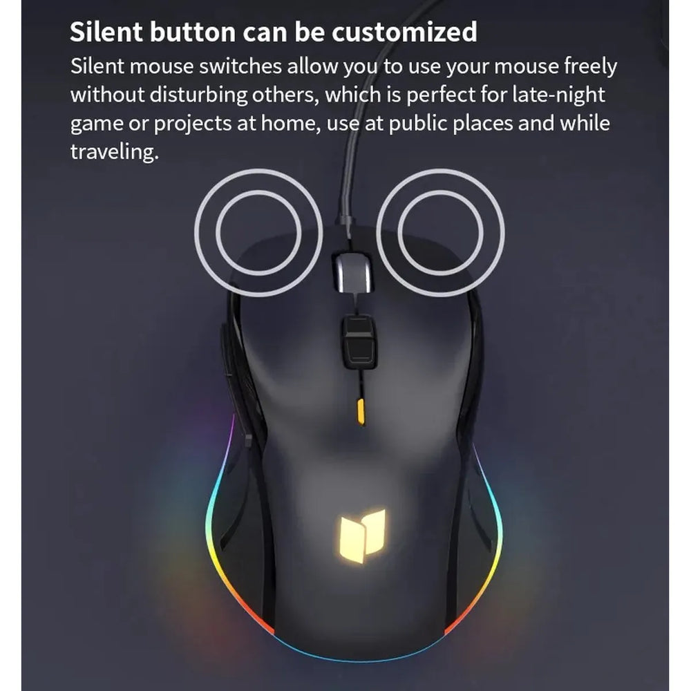 Gaming Muis RGB – 6400 DPI Bedrade Gaming Mouse – 8 Knoppen – Ergonomisch – USB – Voor PC, Laptop & Mac – Zwart