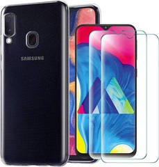 Samsung Galaxy A20E Hoesjes – Transparante TPU Siliconen Backcover – Soft Case – Inclusief 2x Screenprotector – Transparant