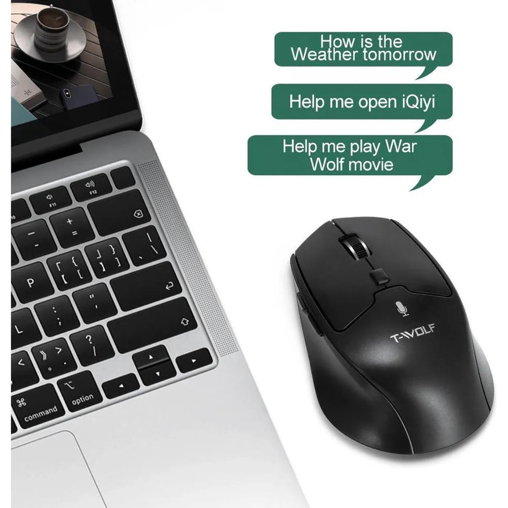 AI Stemmuis Draadloos Oplaadbaar – Spraakgestuurde Computermuis – 1600 DPI – 2.4GHz USB Muis – Voor Laptop & PC – Zwart