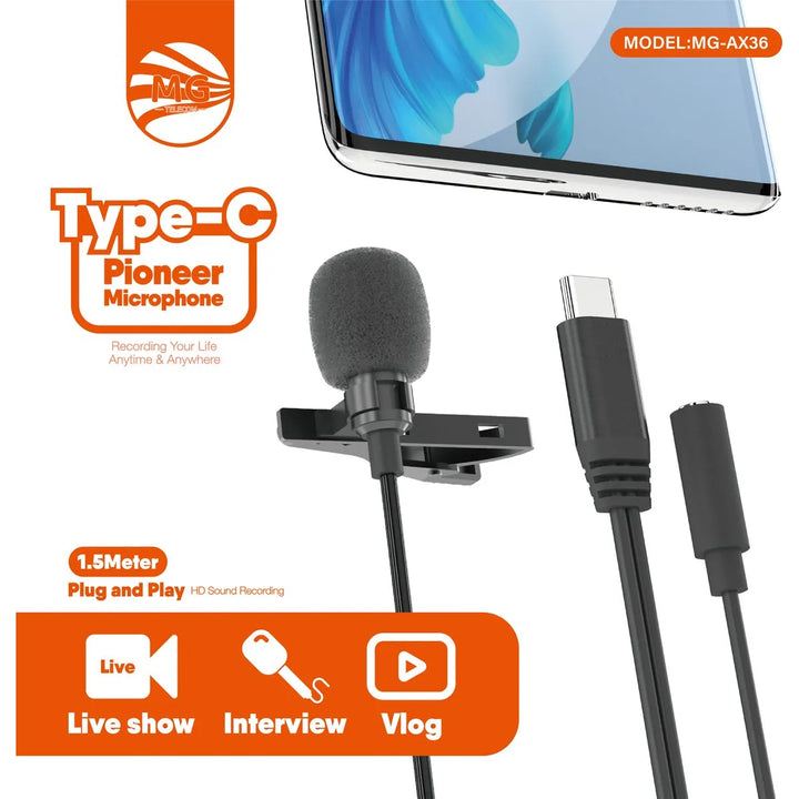 Parrot & Pioneer Type-C naar Jackplug Female Microfoon – 1,5 Meter – Geschikt voor Pioneer Autoradio & Parrot Carkit-Ilumina Benelux