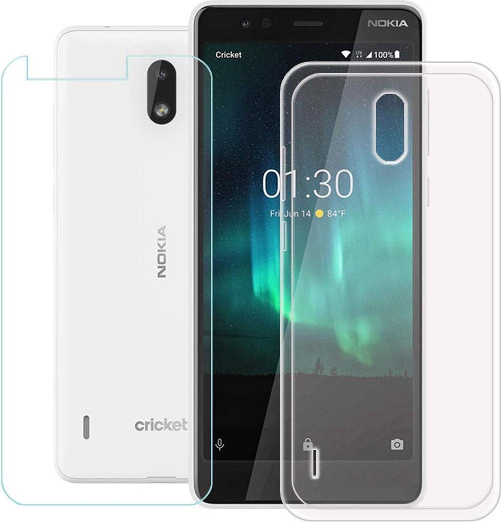 Nokia 3.1 Hoesjes – Transparante TPU Siliconen Backcover – Soft Case – 2x Gehard Glas Screenprotector-Ilumina Benelux