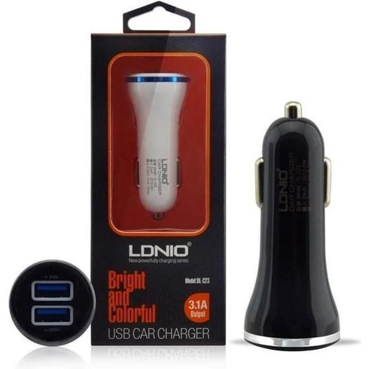 LDNIO C23 Dual USB Autolader 3.1A Wit-Ilumina Benelux