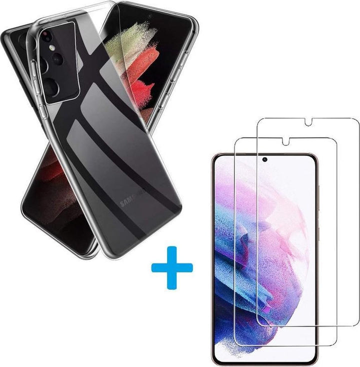 Samsung Galaxy S21 Ultra Hoesjes – Transparante TPU Siliconen Backcover – Soft Case – Inclusief 2x Screenprotector-Ilumina Benelux