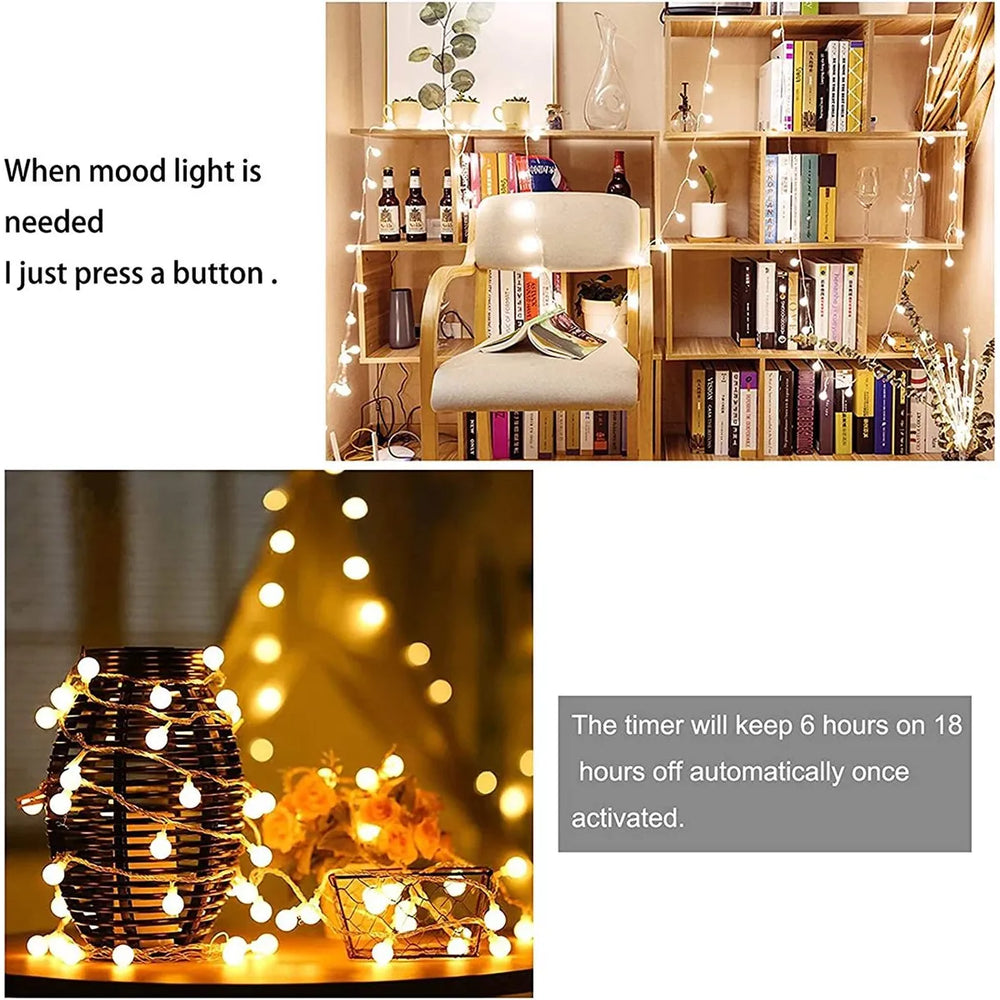 LED Lichtsnoer 10 Meter – 80 LED Lampjes – Warm Wit – Batterijverlichting – Binnen & Buiten – Feestverlichting en Kerstverlichting-Ilumina Benelux