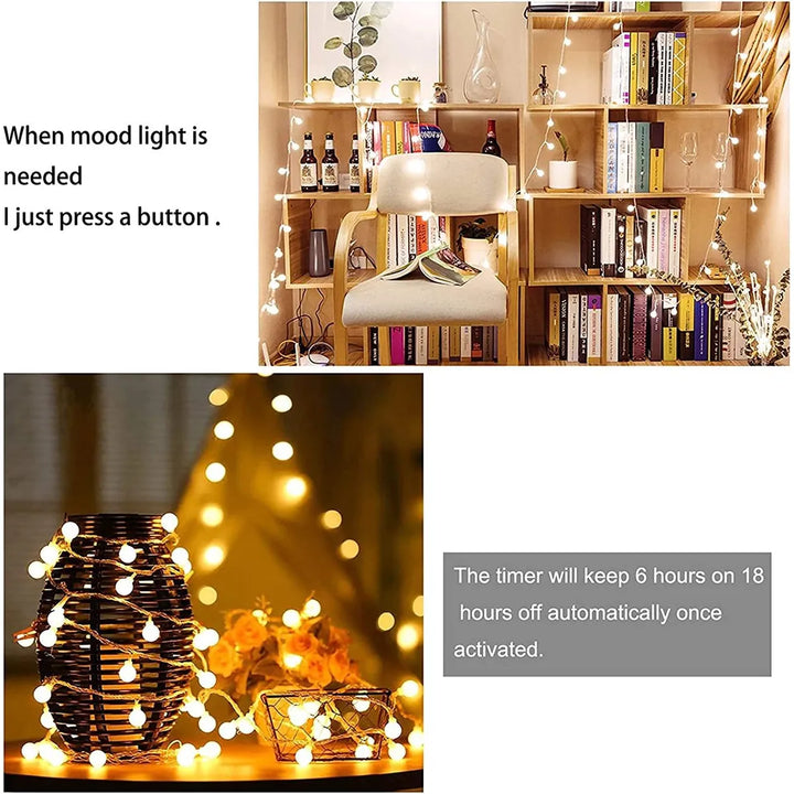 LED Lichtsnoer 10 Meter – 80 LED Lampjes – Warm Wit – Batterijverlichting – Binnen & Buiten – Feestverlichting en Kerstverlichting-Ilumina Benelux