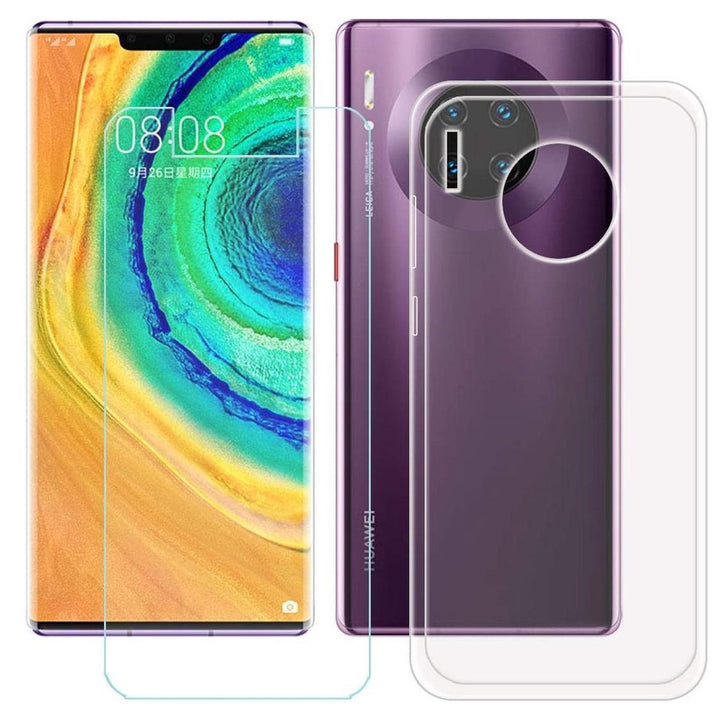 Huawei Mate 30 Hoesjes – Transparante TPU Siliconen Backcover – Inclusief 2x Gehard Glas Screenprotector – Anti-kras-Ilumina Benelux