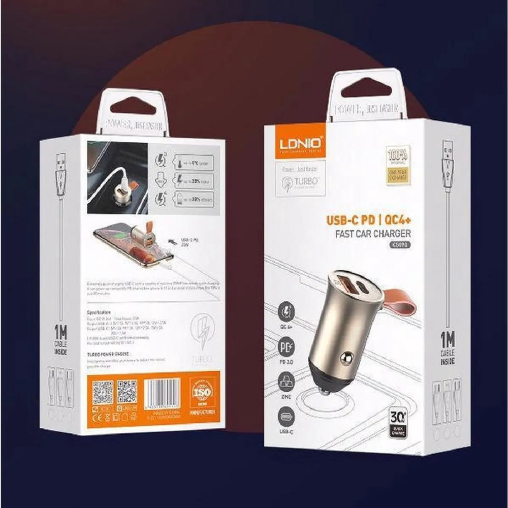 LDNIO C509Q 30W QC4.0 USB-C PD Autolader met USB-C Kabel-Ilumina Benelux
