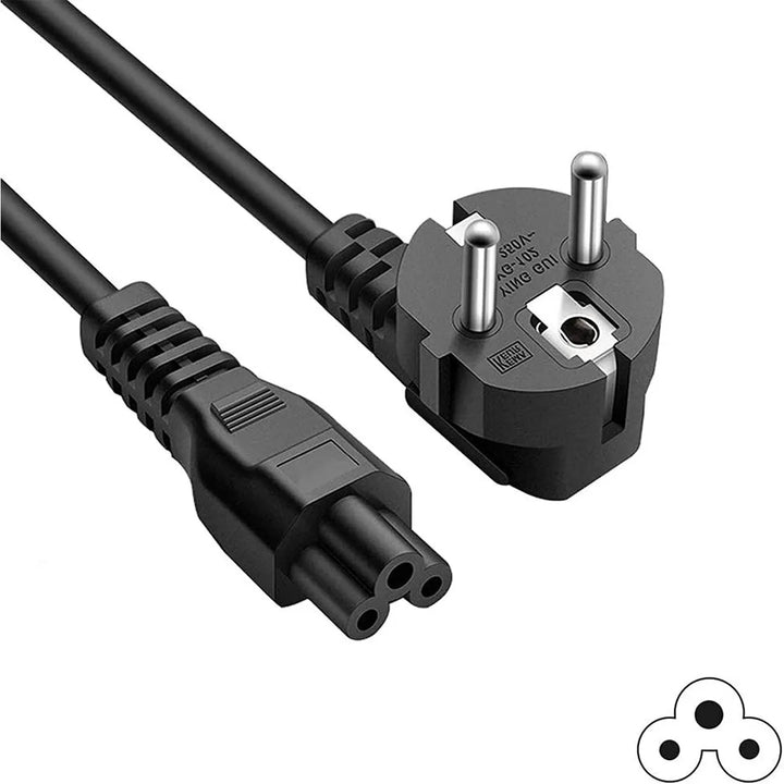 Stroomkabel C5 1.5 Meter – Eurostekker naar C5 Klaverblad Voedingskabel – 250V 10A 2500W – Geschikt voor Laptop, Monitor, TV & Printer-Ilumina Benelux