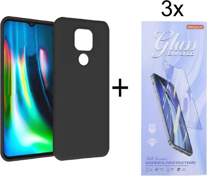 Motorola Moto E7 Hoesjes – Siliconen Backcover – Schokbestendig – Incl. 3x Screenprotector – Zwart-Ilumina Benelux