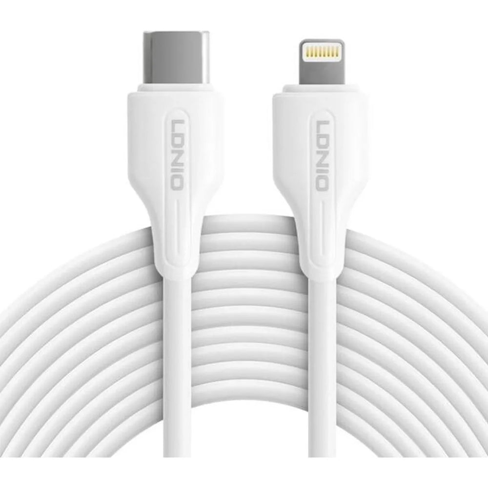 LDNIO LC132I USB-C naar Lightning Kabel – 2 Meter – 30W Fast Charge Oplaadkabel – Wit-Ilumina Benelux