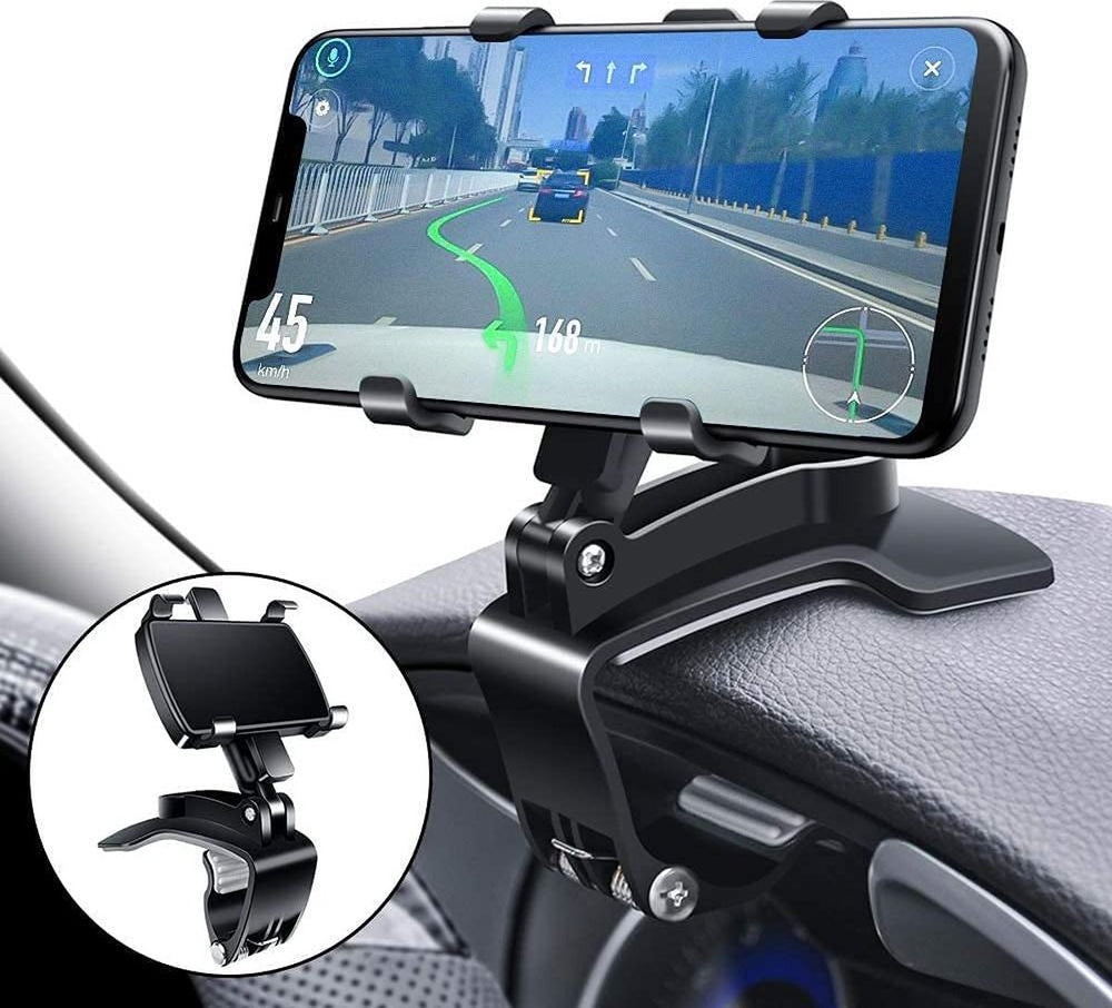 Telefoonhouder auto – Dashboardhouder met veerclip – 360° draaibaar – Voor 4-7 inch smartphones – Zwart-Ilumina Benelux
