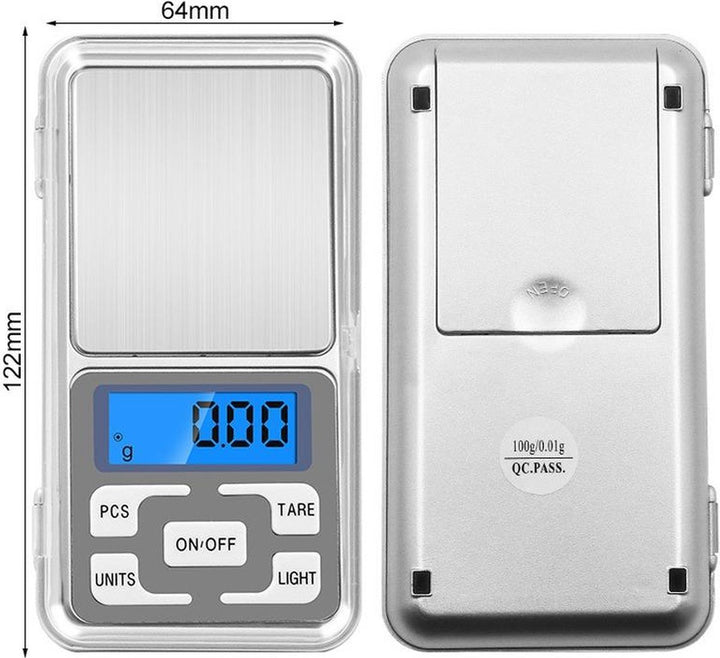 Digitale precisieweegschaal – Zakweegschaal 200g x 0,01g – LCD display – Tara & telfunctie – Zilver-Ilumina Benelux