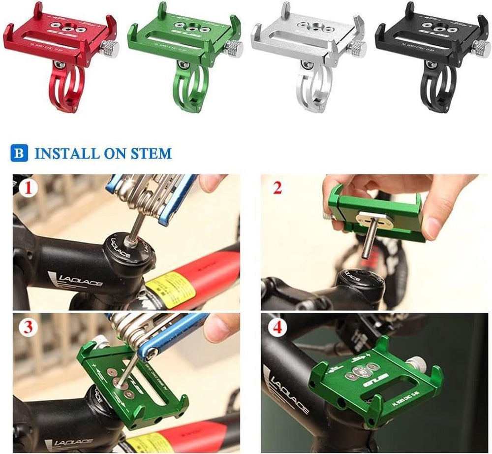 Telefoonhouder fiets – GSM-houder – Geschikt voor e-bike, mountainbike, e-step/scooter – Stevig – Zwart-Ilumina Benelux